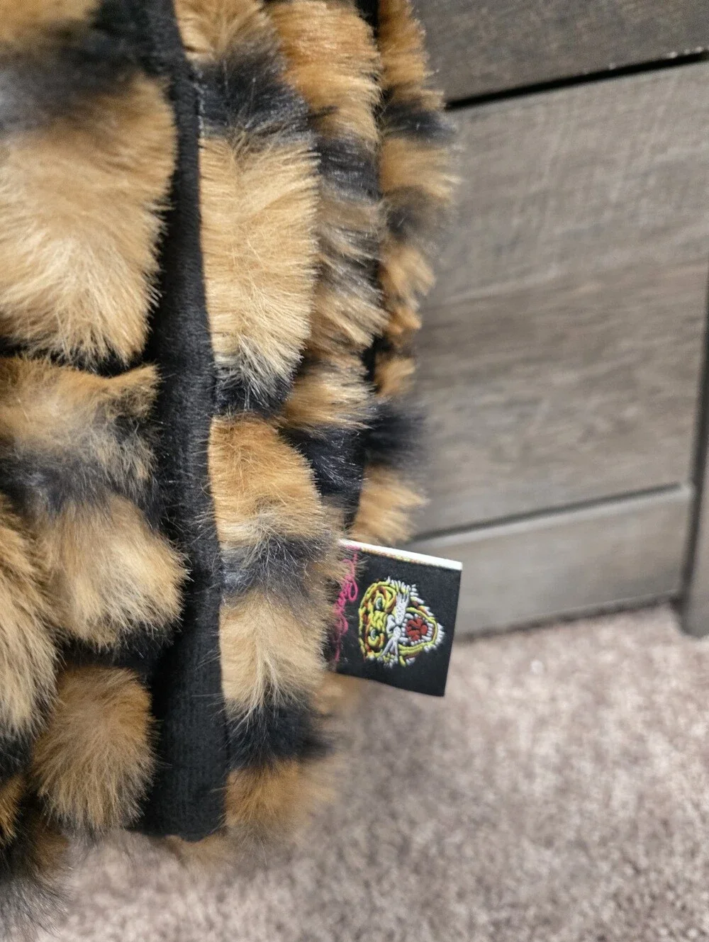 Set Of 2 Ed Hardy Faux Fur Luxe Throw Blankets Leopard & Tiger Print